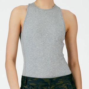 Tibi T-Shirt Crewneck Racerback Bodysuit HEATHER GRAY